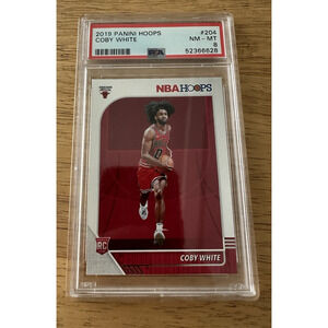 2019 PANINI HOOPS #204 COBY WHITE RC PSA 8 NM-MT Pop 35 Chicago Bulls